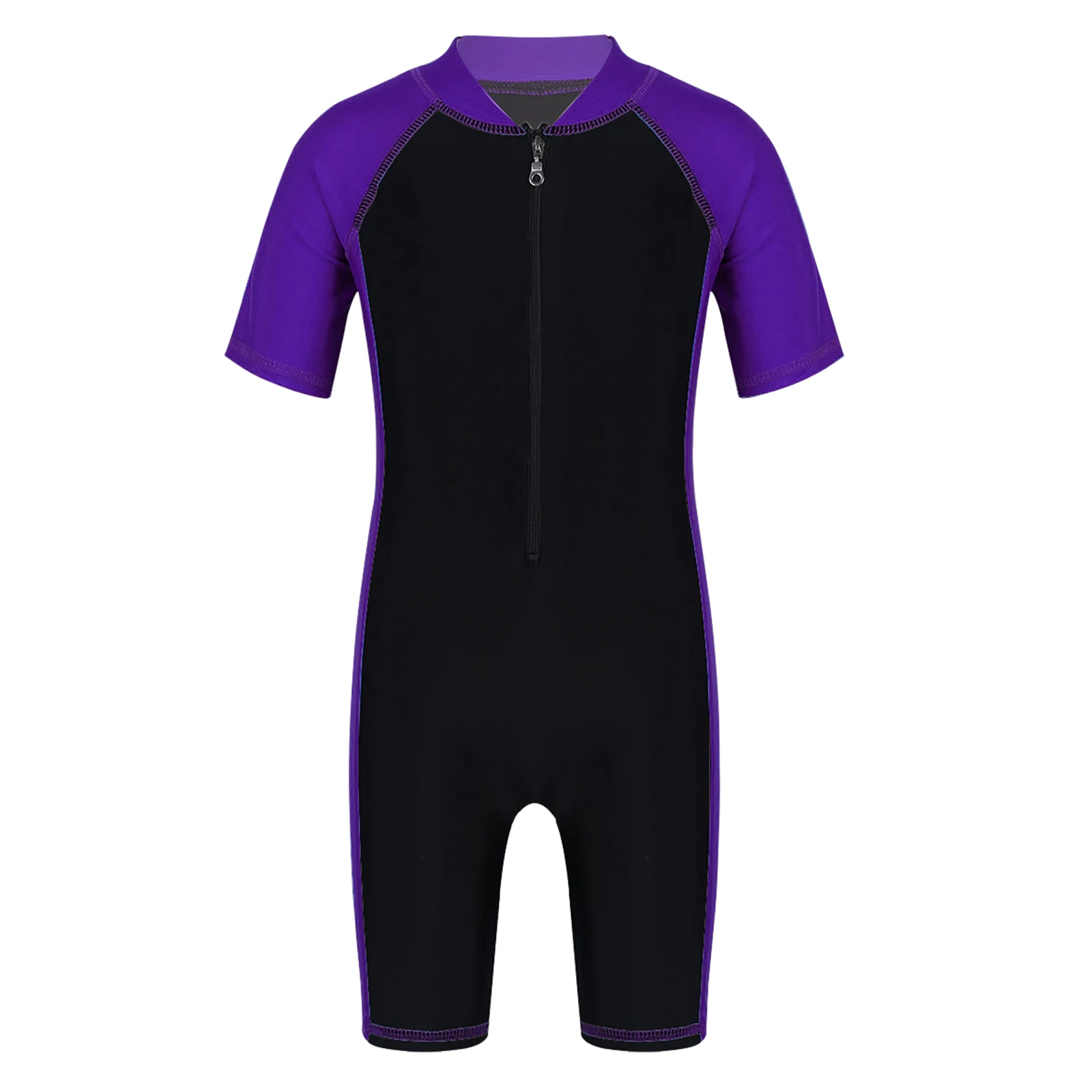 Rash Guard new Swimsuit for Kids Boys 2025 Girls Swimming Bathing Suit One-piece Short Sleeves Zippered Shorty Wetsuit Swimsuit Swimwear