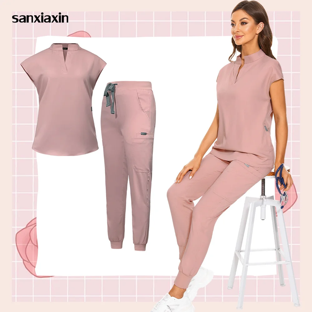 Elasticity Nursing Uniforms Scrubs Sets Women Pet Clinic Nurse Scrubs Tops Hospital Medical Pants Doctor Work Clothing Wholesale