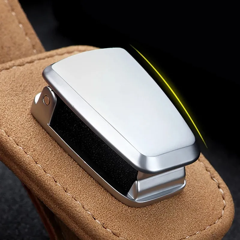 Portable Car Glasses Cases Ticket Card Clamp Car Sun Visor Leather Metal Sunglasses Holder Luxury Auto Universal Accessories