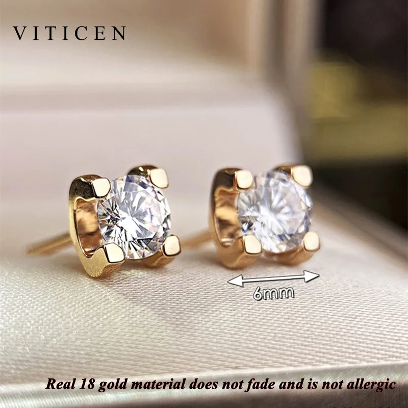 VITICEN Real 18K Gold Authentic AU750 Pendant Necklace Earrings Moissanite Diamond Shining Gift Fine Jewelry For Woman Wife