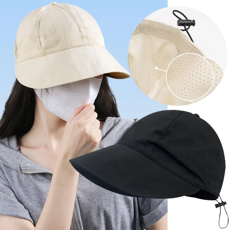 Foldable Wide Brim Sun 2025 Hats Drawstring Adjustable Caps Men Women Beach Hat Summer Breathable new Quick-drying Visors Fisherman Cap