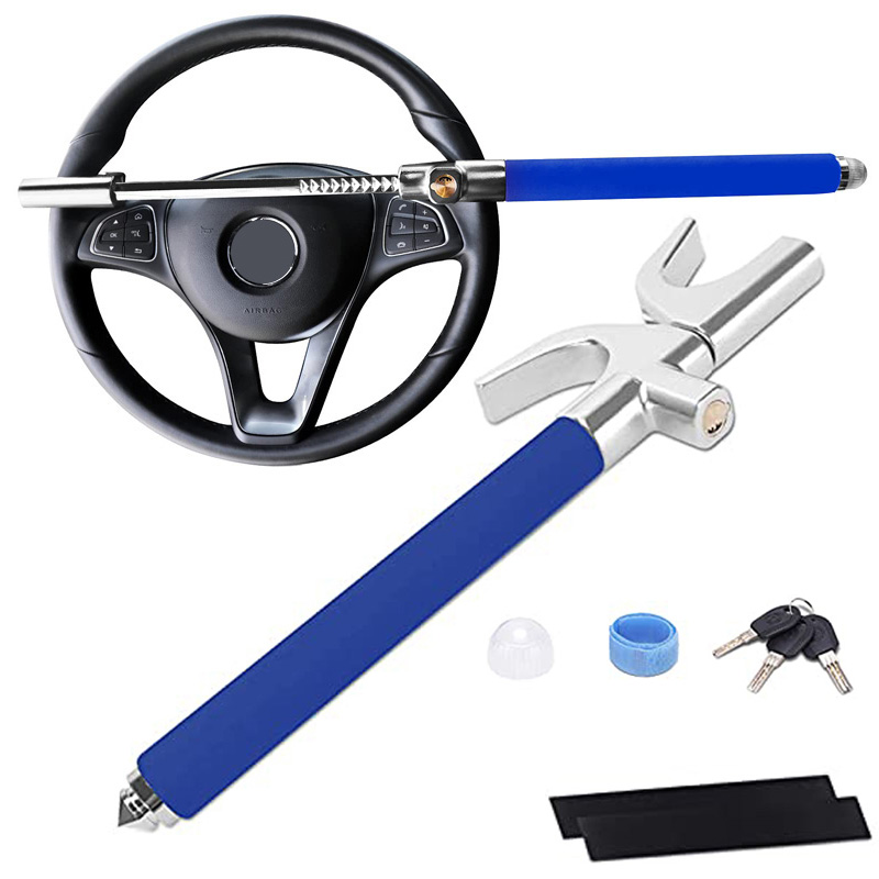 Car Steering Wheel Lock Universal Car Lock Anti Theft Lock Blue With 3 Keys Collapsible Safety Accessory For Auto Truck SUV Van