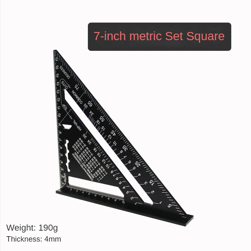new Triangle Ruler 7Inch Measurement 2025 Tool Aluminium Alloy Carpenter Set Square Angle Woodworking Tools Try Square Triangular Metric