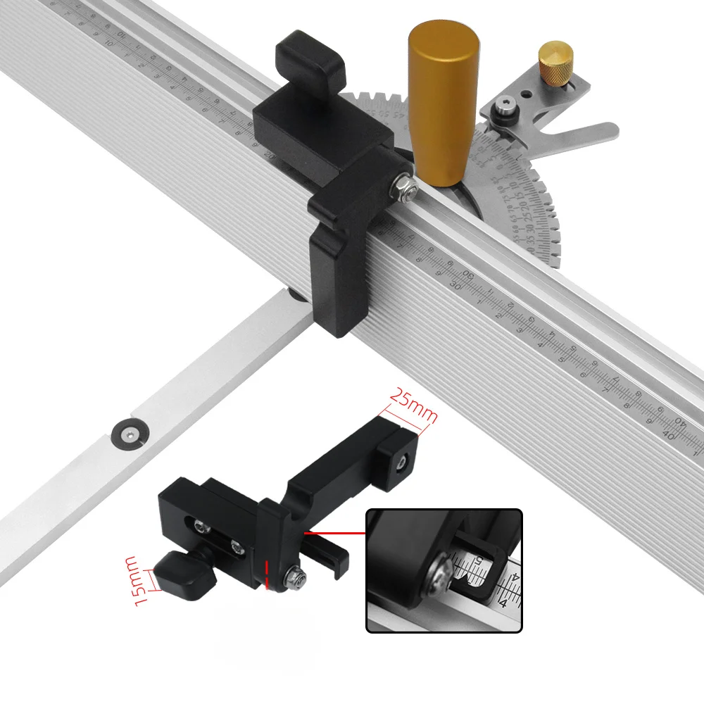 450mm Miter Gauge with track Stop Table Saw/Router Miter Gauge Sawing Assembly Ruler for Table Saw Router Woodworking Tools DIY