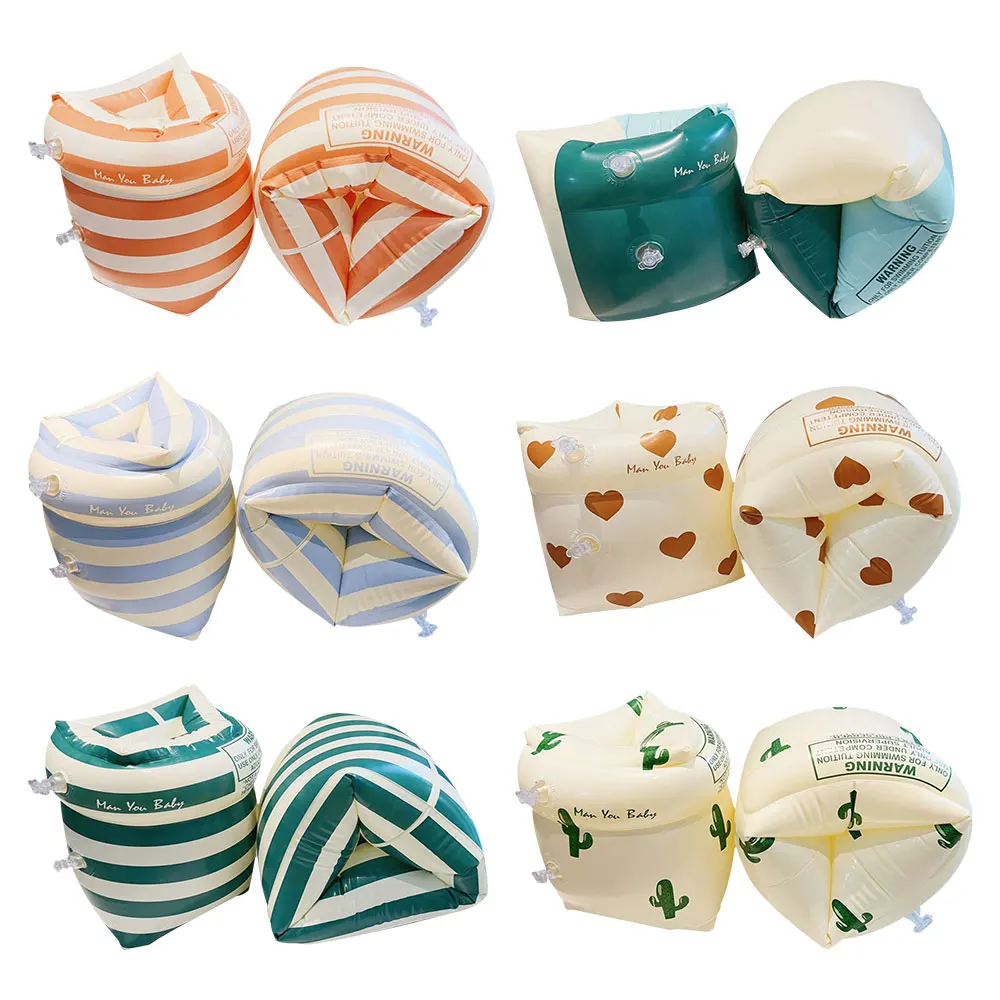 Arm Swimming Circle 1Pair Double Air Bag Iatable Swimming Pool Arm Floaters PVC Printed Adult Kids Swimming Accessories smile