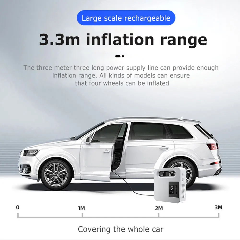 Car Air Pump Digital/Pointer Display 150PSI Electric Tire Inflator Tyre Pump LED Light Auto Car Air Compressor for Vehicle