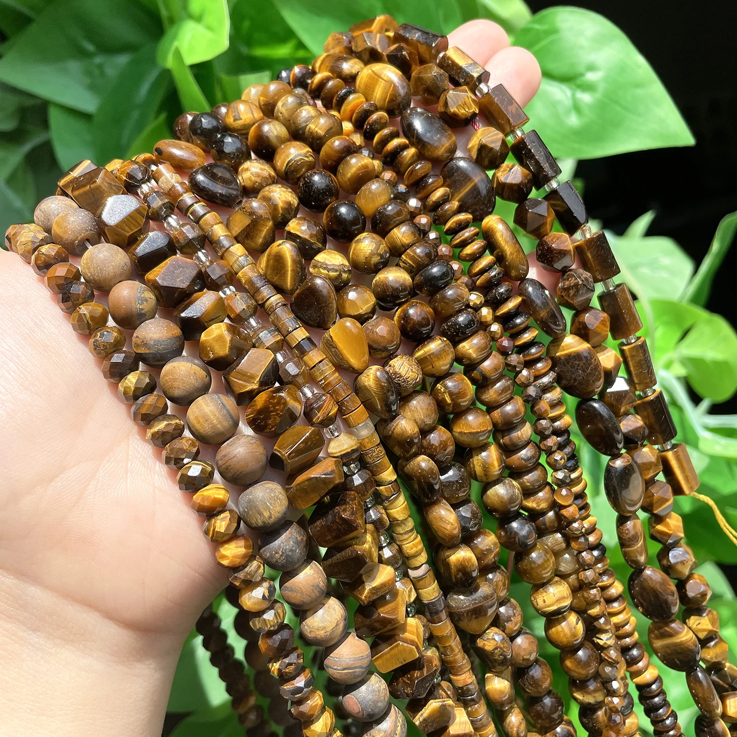 Natural Yellow Tiger Eye Stone Beads Round Multiple Rondelle Cube Faceted Heart Loose Beads DIY Jewelry Making Handmade Bracelet