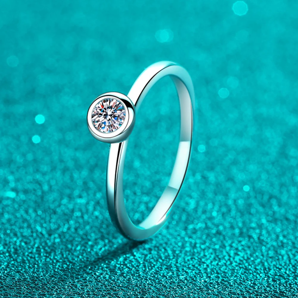 KNOBSPIN D VVS1 Moissanite Rings Round Classic Trendy Women Man Fine Jewelry GRA Certified s925 Sterling Sliver Plated 18k Ring