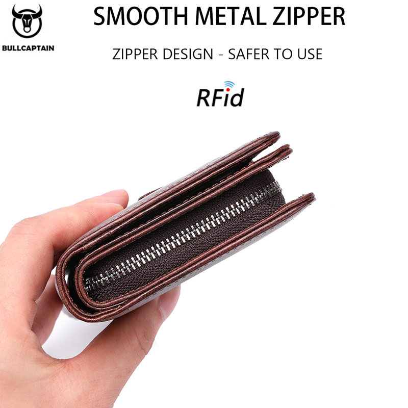 BULLCAPTAIN Men Long Wallet Clutch Bag Credit Card Holder Purses Carteras Billetera Hombre Leather Money Portfe Carte
