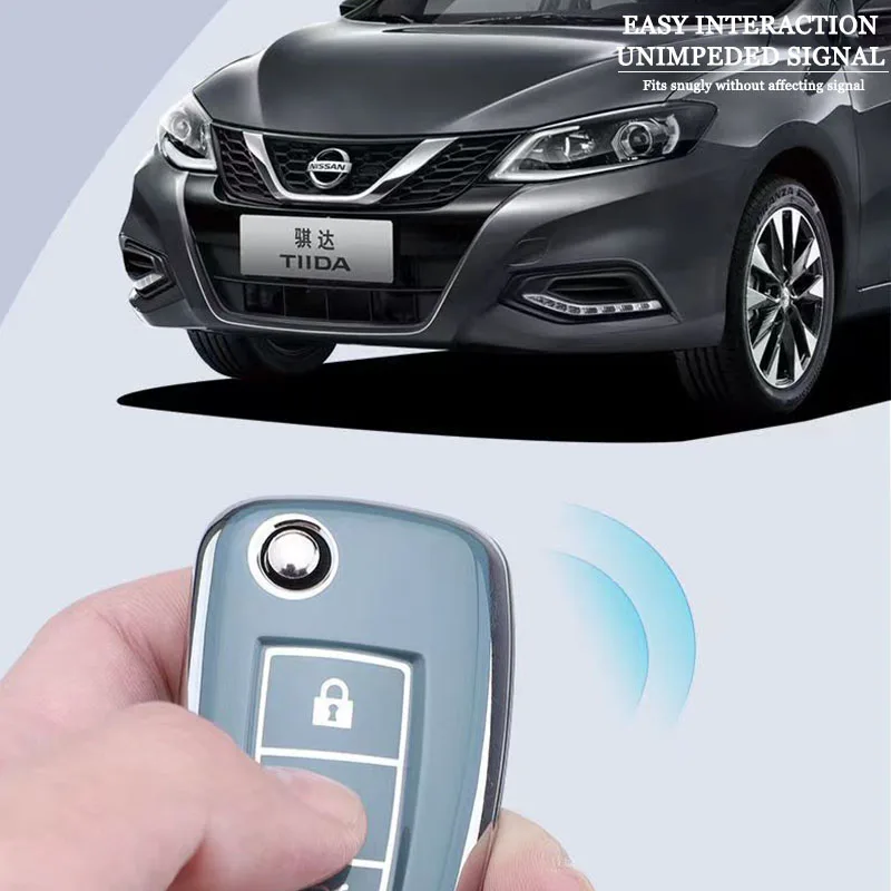 TPU Car Folding Key Case Cover Shell for Nissan X-Trail Qashqai J11 Juke Murano Micra Tiida Maxima Altima Kicks Protector Holder