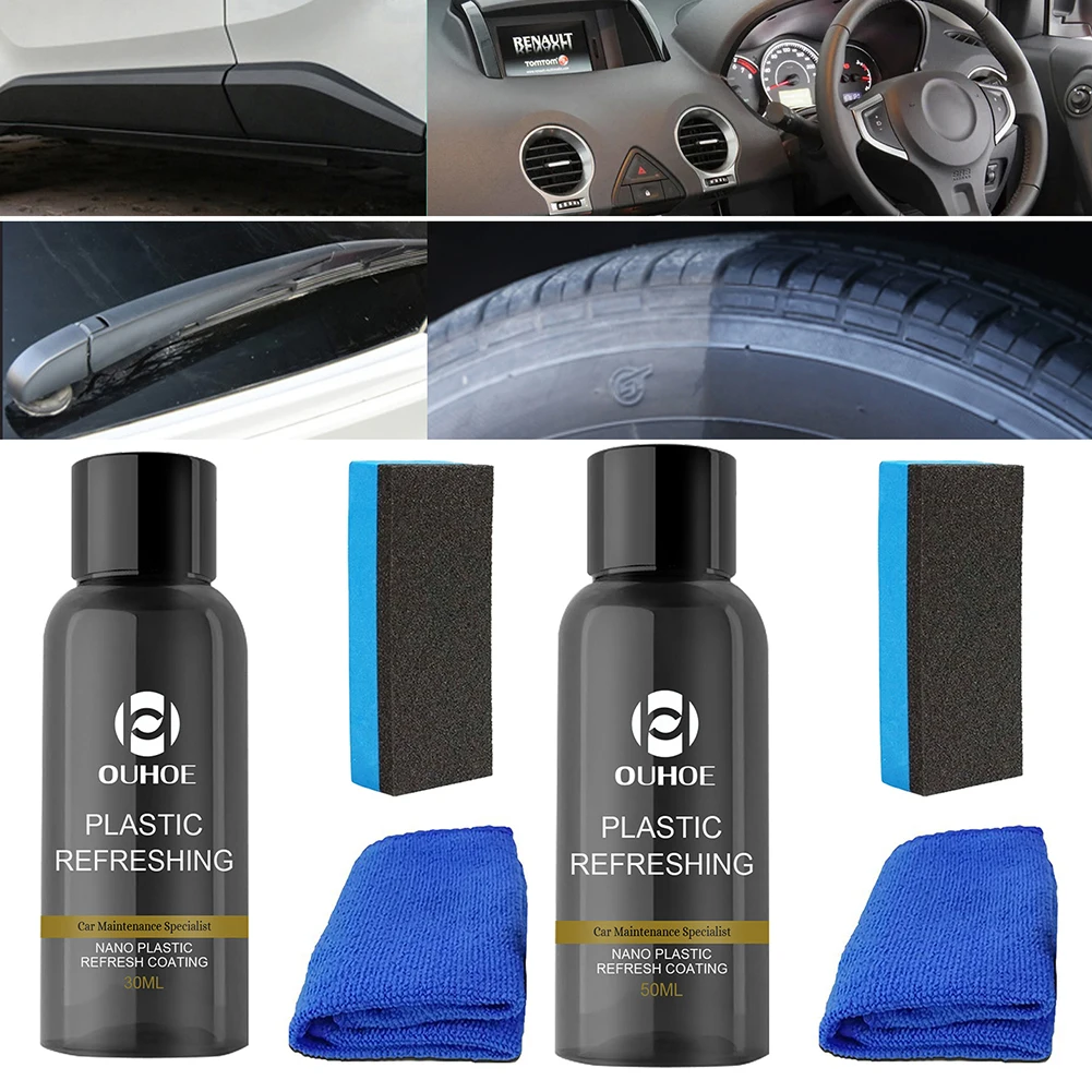 Universal Renovator 30/50ML Coating For Auto Plastic Rubber Repair Clean Restore Gloss Black Shine Seal Brighten Retread