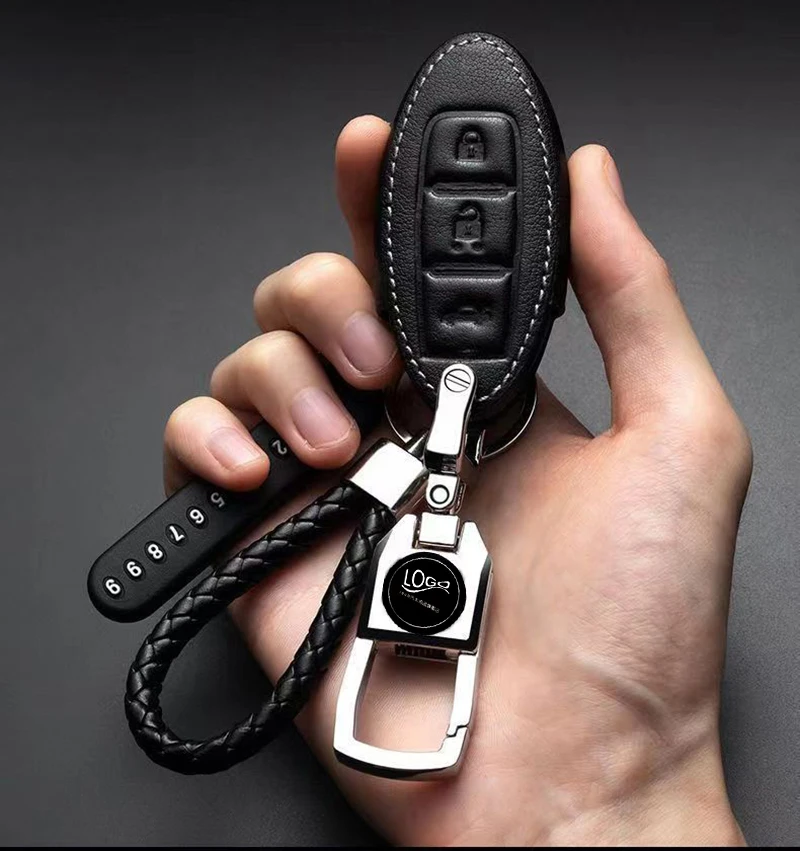 Leather Car Key Case For Nissan Versa Maxima Altima Rogue Armada Sentra Murano Leaf Infiniti FX35 Q70 G35 Remote Protector Cover