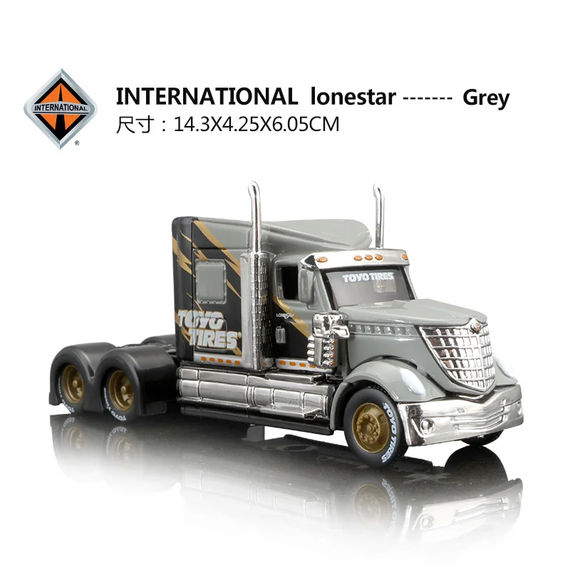 1:64 INTERNATIONAL Lonestar Alloy Truck Trailer Head Car Model Diecasts Metal Container Engineering Transport Vehicles Kids Gift
