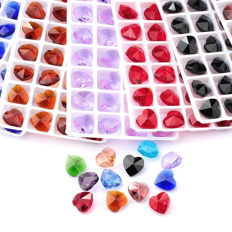 14mm 28pcs/pack crystal Heart shape beads Austria glass charms beads Pendant Rhinestone for Jewelry accessories Earring making