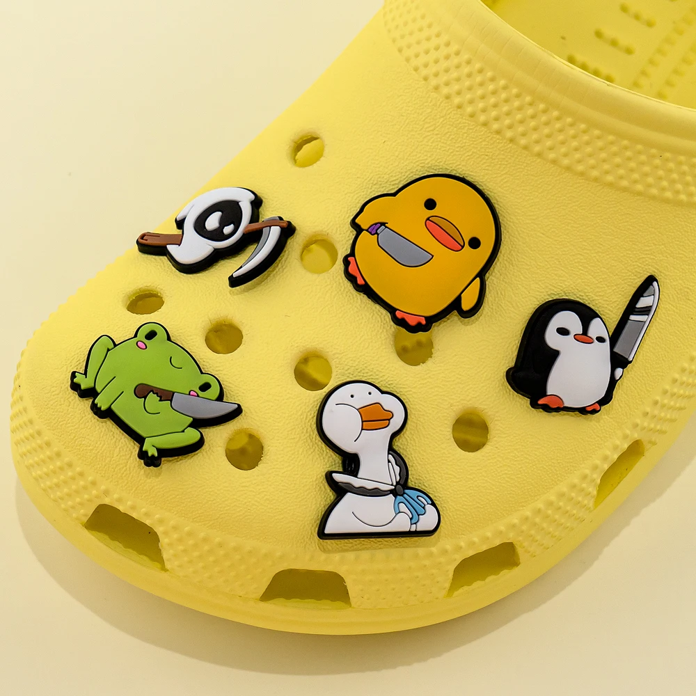 Cute Animals Shoes Charms Accessories Funny Frog Dog Duck Cactus Avocado Shoe Decorations Salamander Pins Jeans
