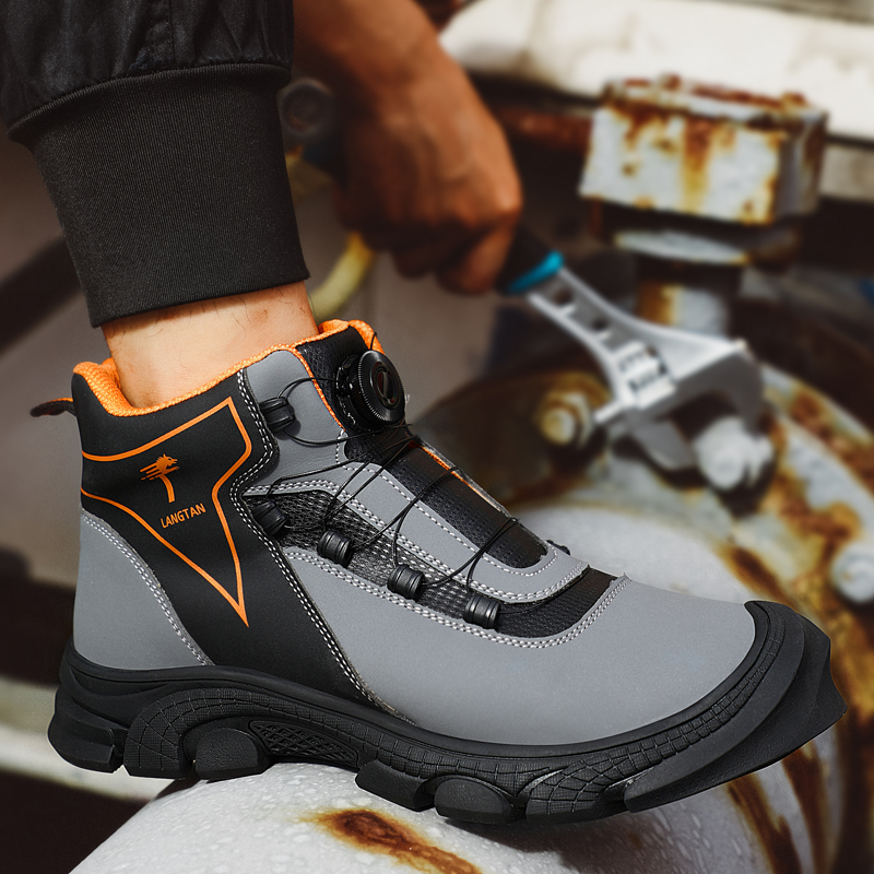 European 2023 Standard High Top Safety Men Anti-smashing Anti-piercing Work Boots Wear Resistant Male Indestructible Shoes 2cd7 4