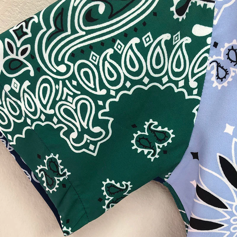 Vintage Ethnic Cashew Flower new Patchwork Print Men Hawaiian Shirts Streetwear Summer Beach 2025 Shirt Hip Hop Casual Holiday Tops
