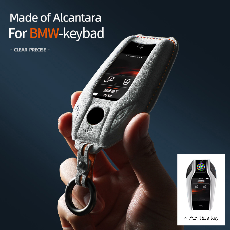 Alcantara Suede Car liquid crystal LED Display Key Cover Key Case For BMW 7 Series 740 530l 6 Series GT x3 New 5 Series Keychain