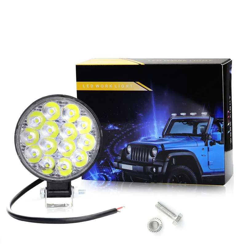 4PCS Car LED Worklights 14LED 42W 6500K Offroad Work Light Modified Headlight Engineering Spotlights For ATV UTV Truck Tractor