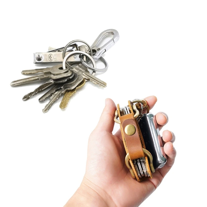 Men Key Sleeve Wallet Housekeeper Pocket Handmade Key Storage Bag new PU Leather Car Key Cases 2025 Holder Large Capacity Keychain Pouch