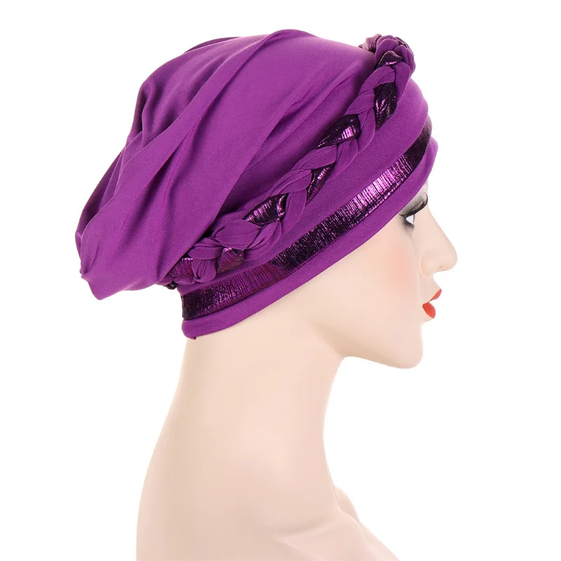 KepaHoo Muslim Women Braid Turban Cap Islamic 2025 Head Wraps Pre-Tied Hijab Bonnet new Femme Musulman Stretchy Hair Cover Indian Hat