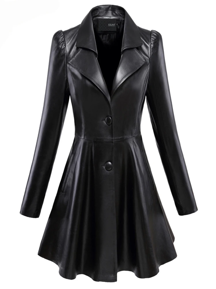 Nerazzurri Autumn Black Red Faux Leather Coat Blazer Women Notched Collar Puff Sleeve Skirted Luxury Elegant Chic Clothes 2023