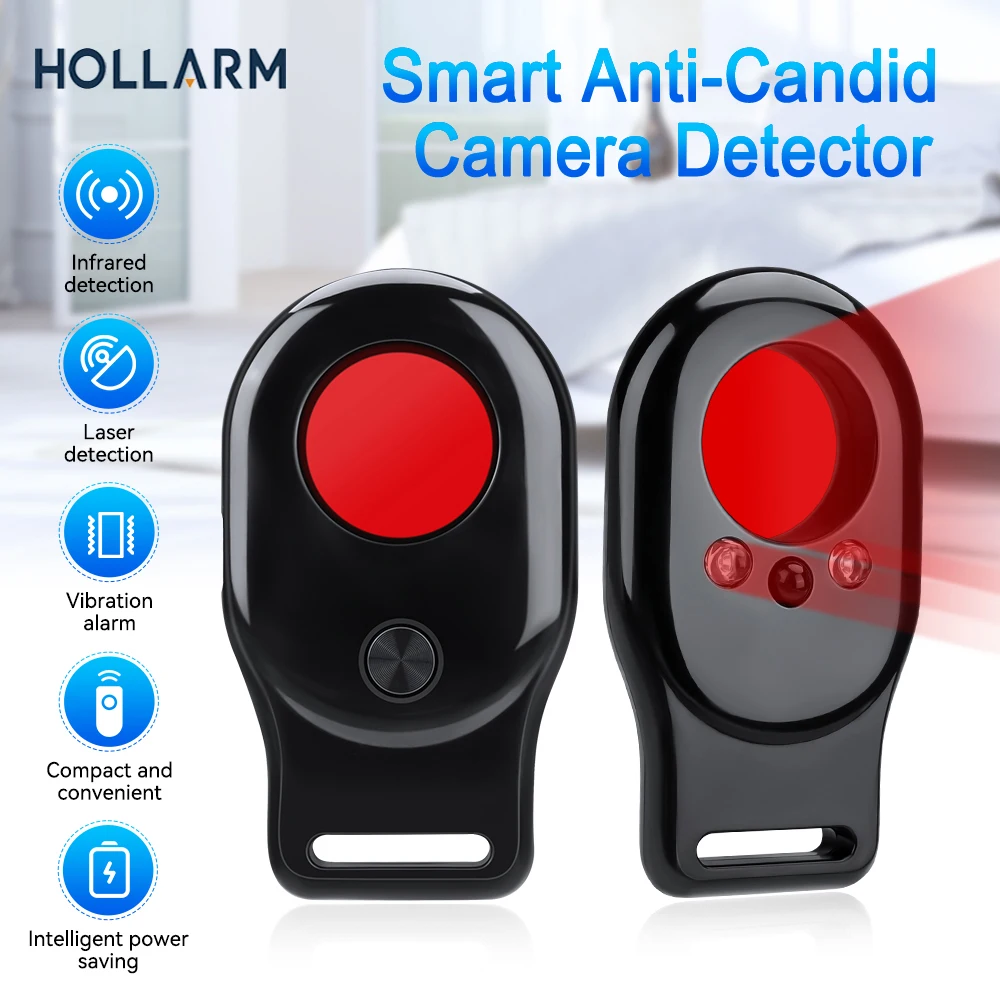 Hollarm Anti Candid Camera Detector For Outdoor Travel Hotel Rental Anti-Theft Camera LED IR Alarm Hidden Camera Detector