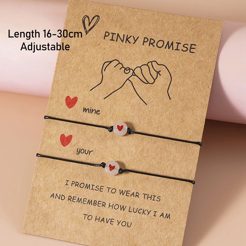 2PCS Love 2025 Lucky Bead Bracelets Friendship Couple Matching Bracelet Luminous new Heart Elastic Rope Valentine's Day Gift