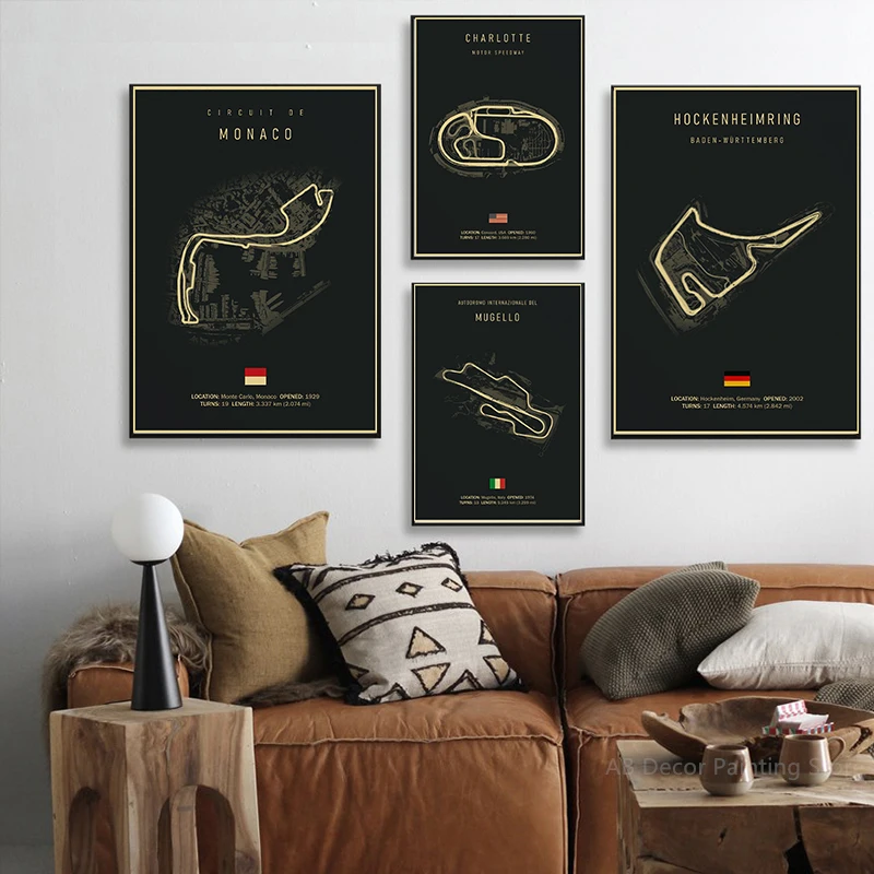 Formula 1 new Track Circuit Retro Posters Monaco Speedway Prints Vintage Aesthetic Home Room Bar Racing Club Art Wall 2025 Decor Painting