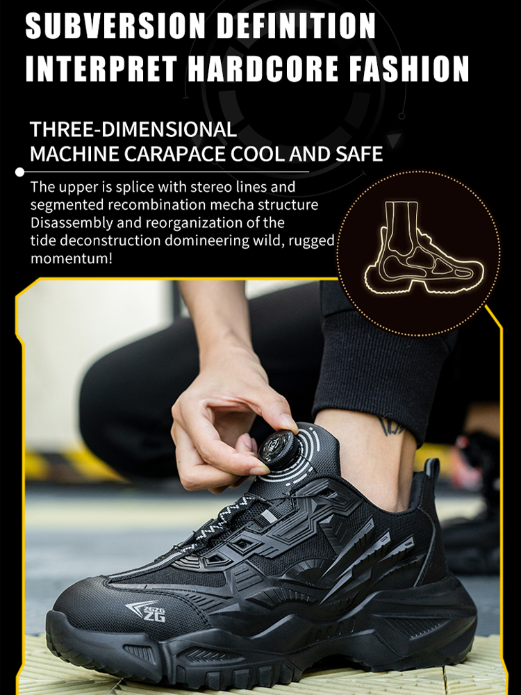 2025 new Safety High-quality Men Rotary Buckle Sneakers Indestructible Anti-smash Anti-puncture Work Shoes c8ea