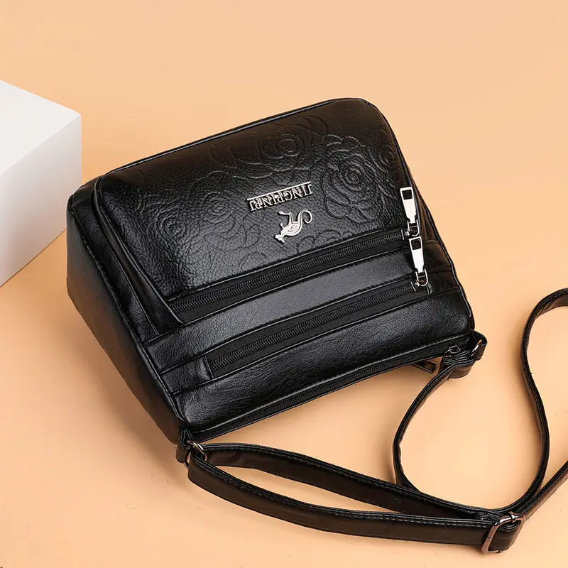 Women Mother Bag Middle-aged Elderly Shoulder Messenger Crossbody Bag Purses Handbags Bolsa 3 Zippers Luxury Design