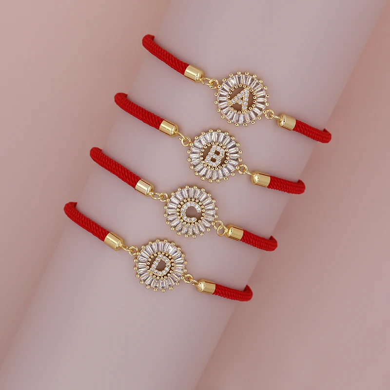 2024 Simpel New Classic A-Z Heart Initial Letter Bracelet Women Adjustable Red Rope Bracelet For Women Jewelry Gift