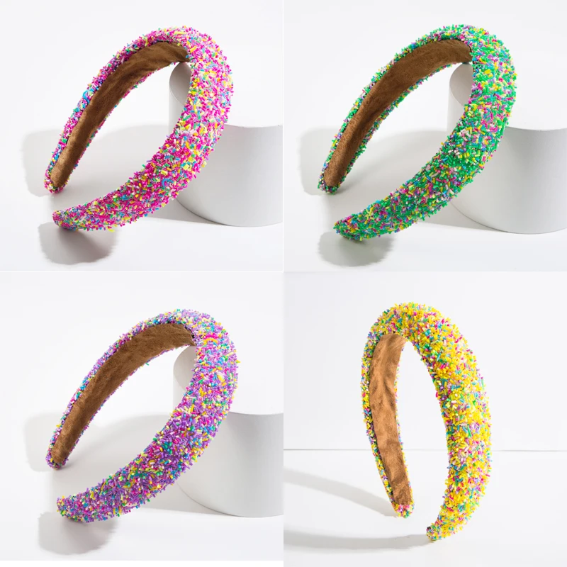 Spring Colorful new Beads Sponge Padded Hairband Headband 2025 Adult Hair Accessories Hair Jewley
