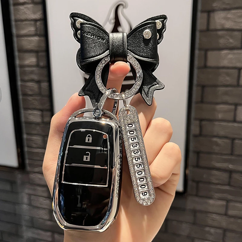For Toyota Yaris Cross Hilux Innova Fortuner Camry Land Cruiser 200 300 Prado Crown TLK 200 2/3 Buttons TPU Car Key Case Cover