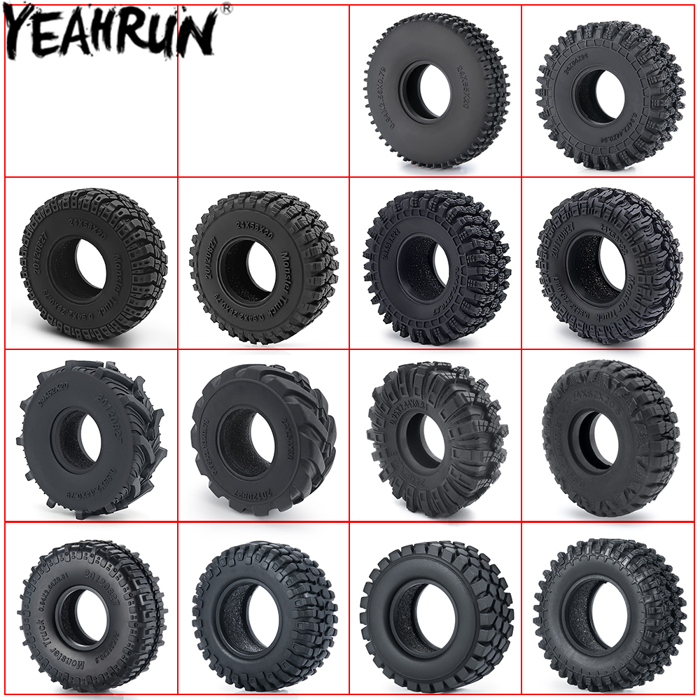 YEAHRUN 4PCS 1.0" Rubber Tyres Mud Terrain Wheel Tires for 1/24 Axial SCX24, 1/18 TRX4M RC Micro Crawler Car Parts