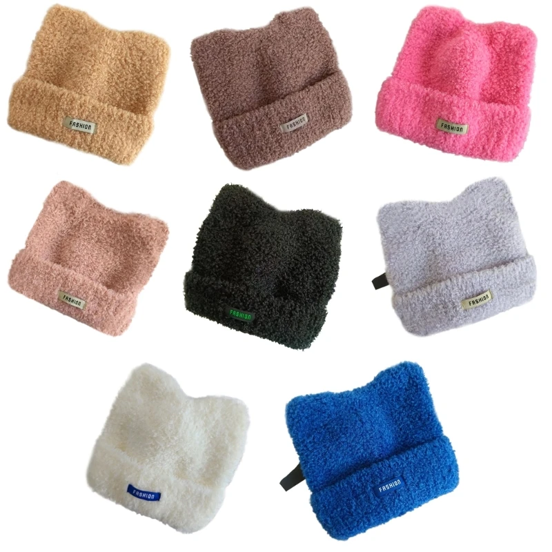 Devil 2025 Horn Hat Little Devil Hat Plush new Ear Hat Cute Funny Beanie Skullies Beanie Fleece Warm Ear Beanie Dropship