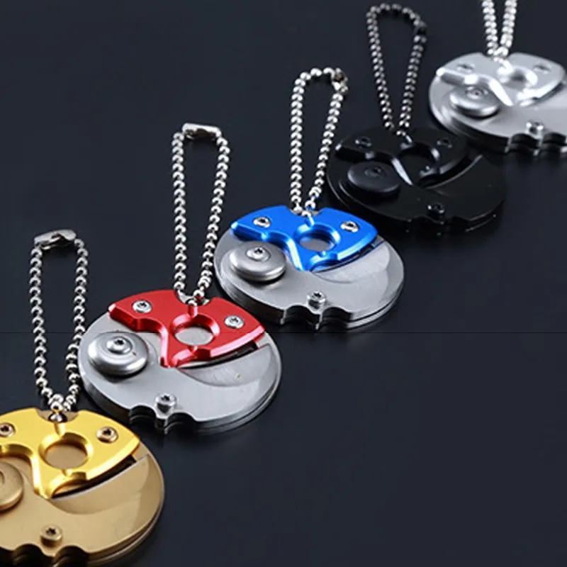 Mini Portable Folding Blade Coin Knife Keychain Parcel Box Opener Multifunctional Self Defense EDC Tools Outdoor Pocket Knives