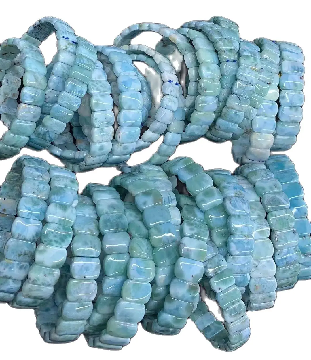 Natural Larimar/Copper Pectolite Beads Bracelet Dominicana Genuine Larimar Gemstone Bangle for Woman for Charms Gift Wholesale