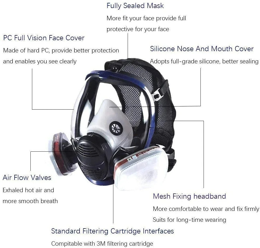 Chemical mask 6800 15/17 in 1 gas mask dust respirator paint insecticide spray silicone full face filter for laboratory welding 240515