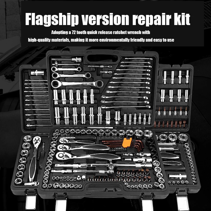 121Pcs Work Tools Box Spanner Automotive For Motorcycles Tools Set Waterproof Tool Protective Case Torque Wrench Hand Toolbox