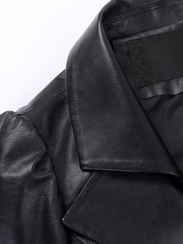 Nerazzurri Autumn Black Red Faux Leather Coat Blazer Women Notched Collar Puff Sleeve Skirted Luxury Elegant Chic Clothes 2023