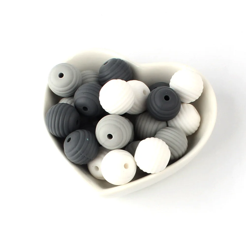 2025 20Pcs 15MM Round Spiral Silicone Beads BPA Free Chewable Baby Teething new Toys Care Infant DIY Pacifier Chain Accessories