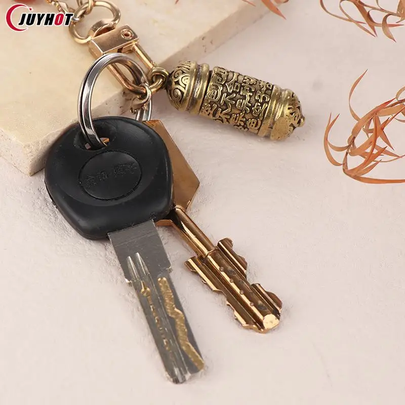 Brass Buddha GuanYin Sutra Cylinder Pendant Keychain Hanging Necklace 2025 Jewelry new Pill Box Medicine Case Container Bottle Keychains