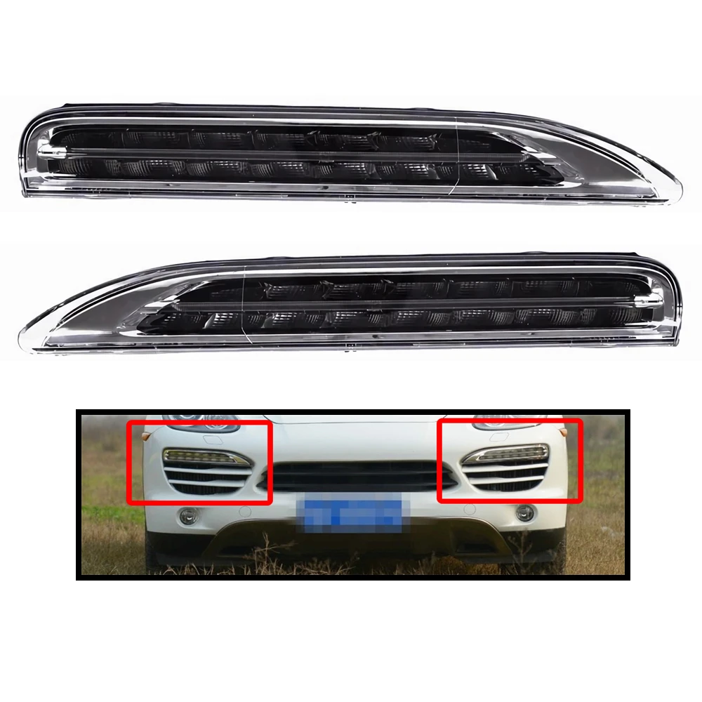 LED DRL For Porsche Cayenne 2011 Day Running Lights Front Turn Signal Light 95863118100 95863118200
