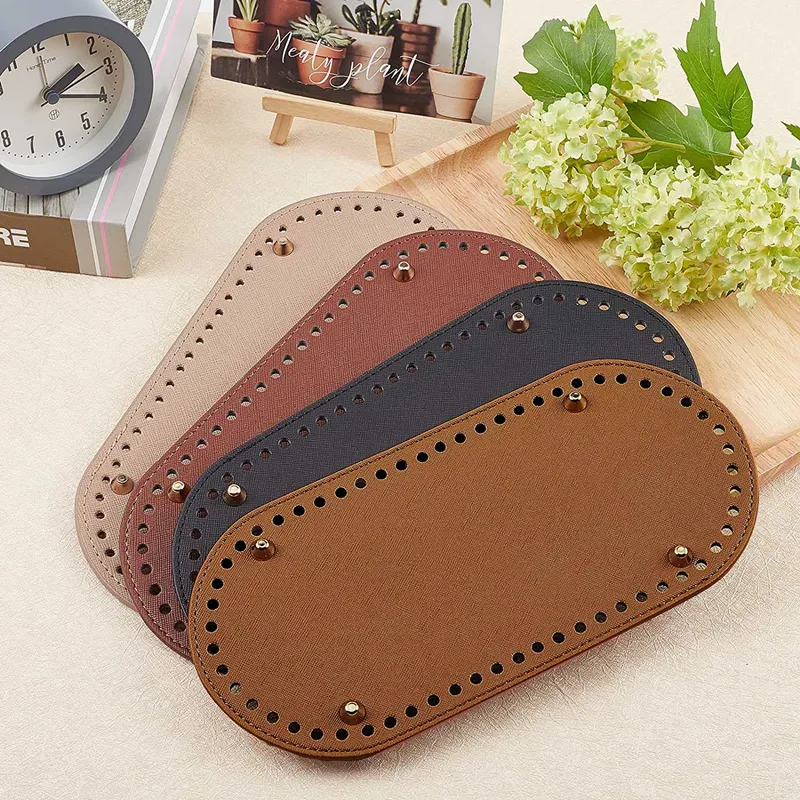 New new 22*10cm Long Bottom for Knitted Bag PU 2025 leather Bag Base Handmade Bottom With Holes DIY Crochet Bag Bottom accessories 2023