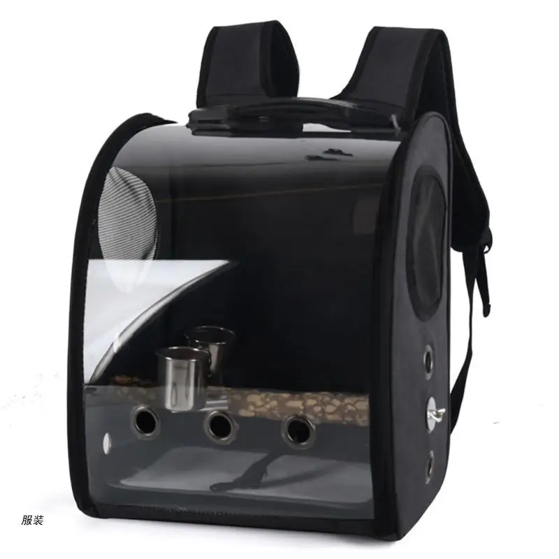 D0UD Parrot Backpack Carriers Bag Pet Bird Bubble Backpack Transparent Travel Cage 2025 with Stand Perch new Cup for Travel Hiking