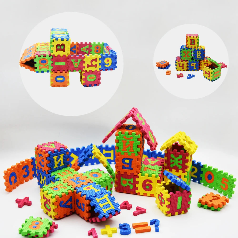 hot sell Russian alphabet letter toys Kids baby puzzle mats 60pcs 55 * 55MM carpet babies Language foam puzzle learning toy