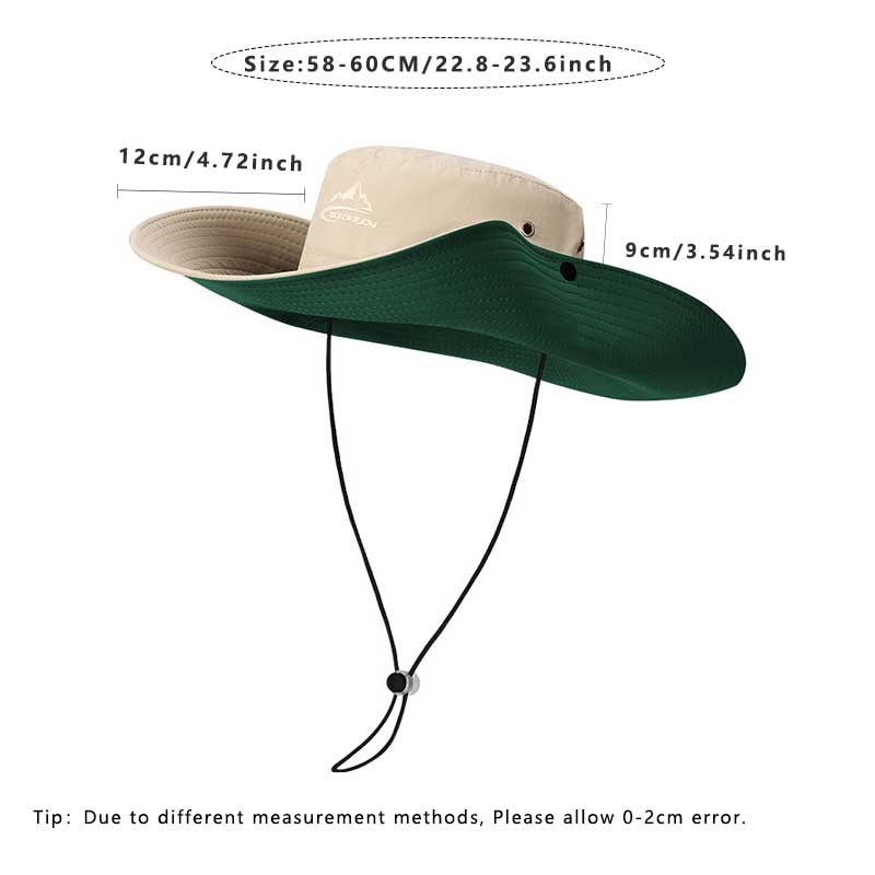 Summer 12cm Large Brim Sun Hat for Women Men Color Blocking Design Outdoor Waterproof Hiking Fishing Cap Foldable Bucket Hat