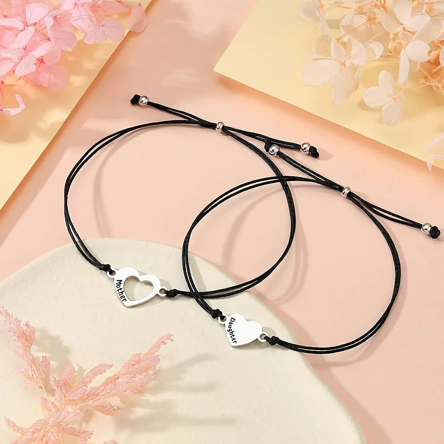 Matching Heart Mother Daughter Bracelets Back to School Bracelet Mommy and Me First Day of School Bracelet for Daughter Girls