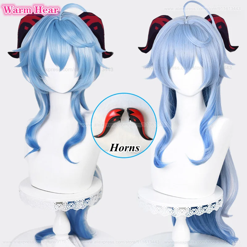 90cm Long Ganyu Cosplay Wig Blue Gradient Wig Cosplay 2025 Anime Wig new Heat Resistant Synthetic Wigs Halloween + Wig Cap